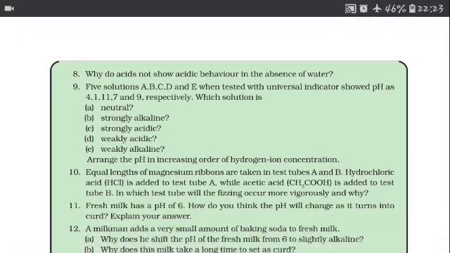 Acid base and salt class 10 chemistry NCERT BOOK Exercises revision by Vikas Kumar