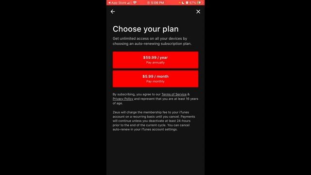 How to subscribe in Zeus network app?