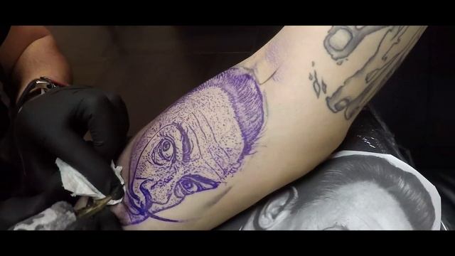 Tattoo timelapse Salvador Dali -TATTOONN [4K]