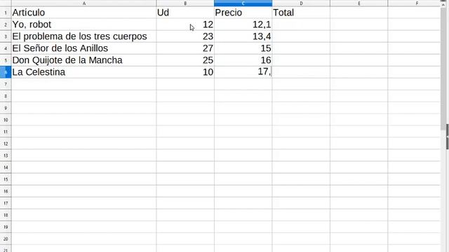 Facturas en Calc con IVA y Descuento TIC 4 ESO IES Monterroso