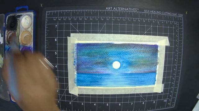 Moonlit Sea | Simple Watercolor Painting