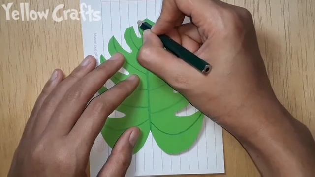 Diy paper monstera leaves|how to make monstera leaf with paper