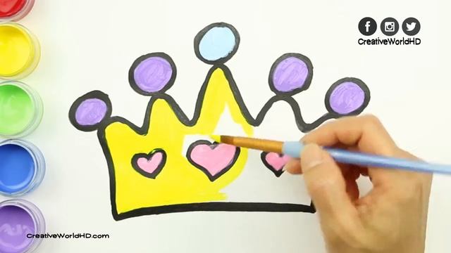 Coloring for Kids - Drawing and Coloring Princess Tiara Crown for Toddlers - Zhu Toy Art