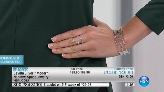Sevilla Silver Modern Negative Space Bangle Bracelet