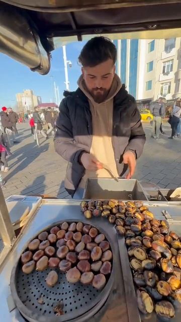 Water Chestnut Kebabs in Turkey! 🇹🇷 #FoodZpah #Istanbul #Kebab #Shorts