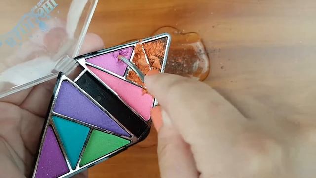 Mixing Makeup Eyeshadow Lip gloss and Lipstick Into Satisfying Clear Slime ASMR #84