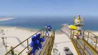 GTA 5 Sonic, Tails & Knuckles Jumping Into Pool (Euphoria Physics_Ragdolls)