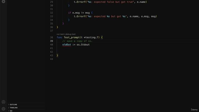 008 Writing a test for the prompt() function
