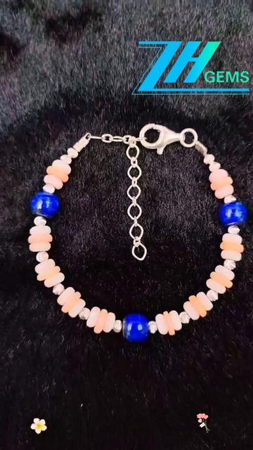 GN-20250217-02 Natural High Quality Lapis Lazuli  and pink opal Jewelry Bracelet 6.5 Inch