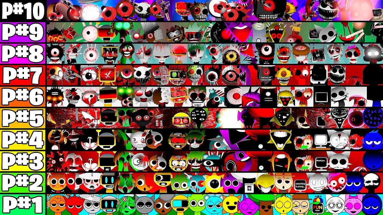 Истинные фазы в одном - все персонажи вместе в Incredibox Sprunki Phases 1-10
