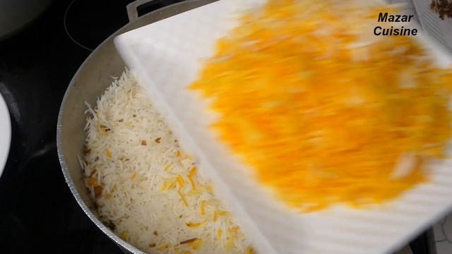 Saffron Rice & Meat Korma 😋چلو زعفرانی با قورمه گوشت ماهیچه Afghan Rice Recipe برنج آبکش زعفرانی