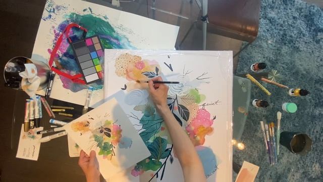 A day in the life of an artist and how I embellish my  art canvas prints.