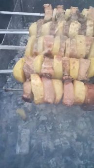 вкусная картошка с салом на костре