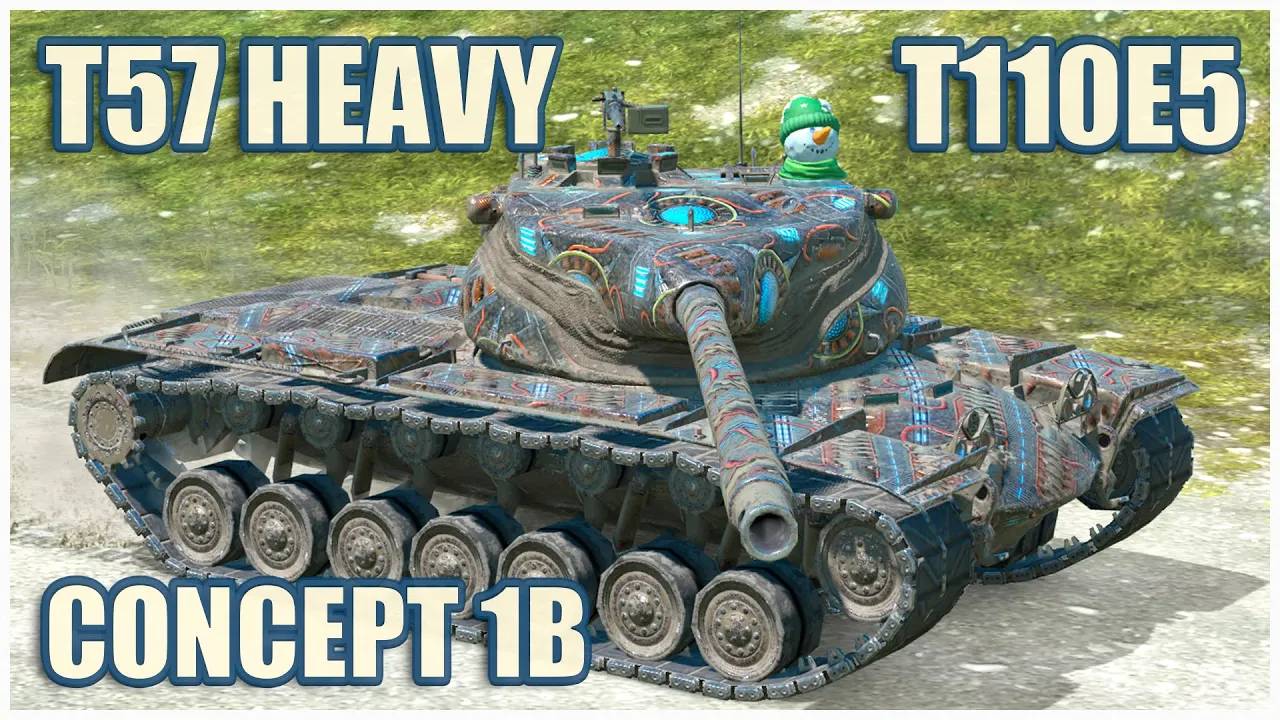 T57 Heavy, T110E5 & Concept 1B  Tanks blitz Gameplay