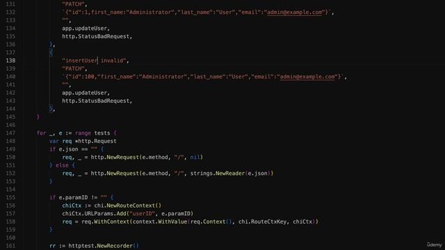 021 Finishing up testing handlers that interact with the data.User type