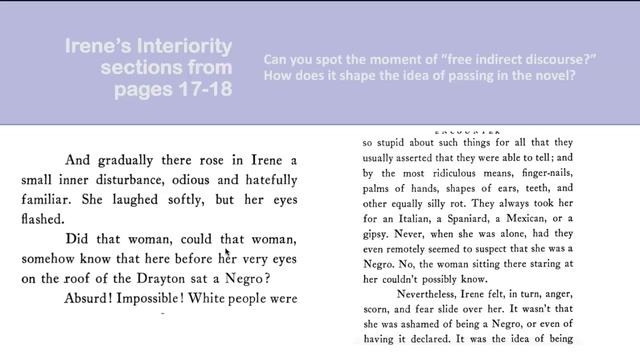 Video Lecture on Nella Larsen's Passing Part I