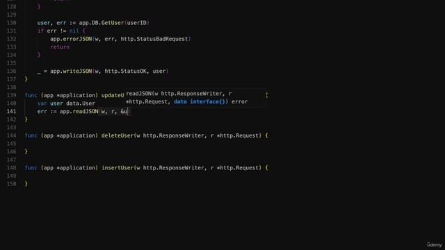 019 Completing the handlers that interact with the User type