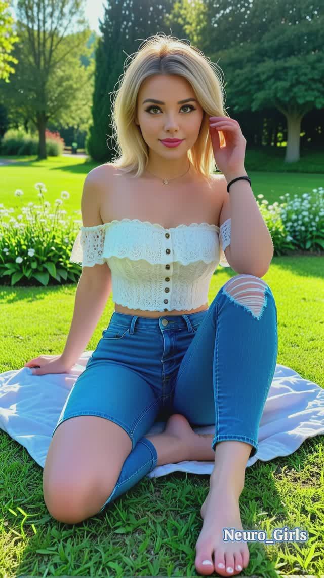 Нейро девушки в блузке и джинсах