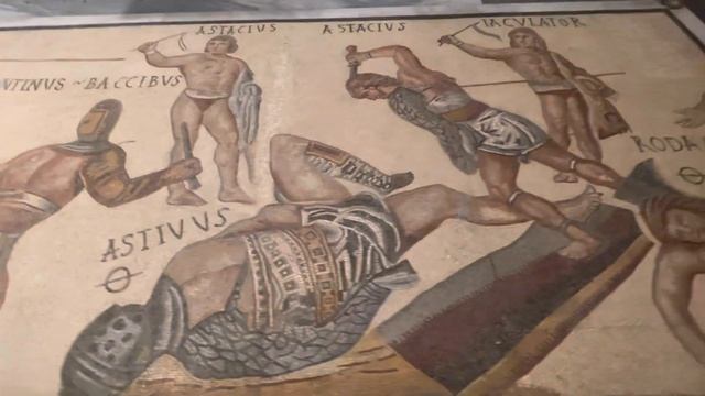 Roman mosaic of the Gladiators at Gallery Borghese