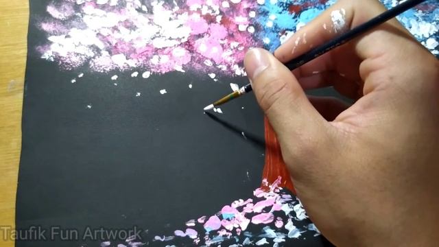 Acrylic Cherry Blossom painting | Easy painting - Tutorial step by step