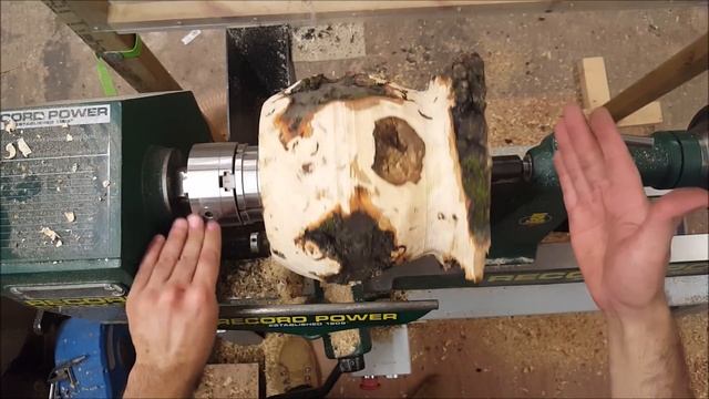 Woodturning - Natural edge lidded box (applewood burl)  Part 1