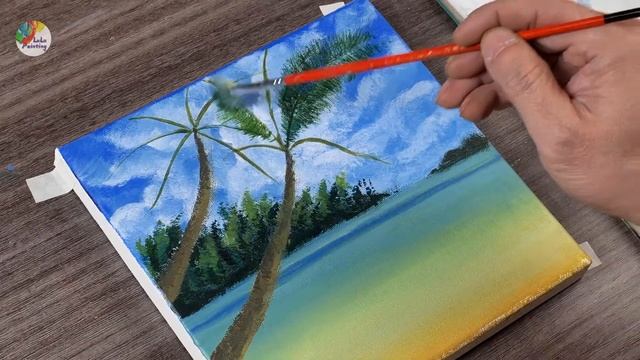 Beach coconut tree painting | Acrylic painting |#36