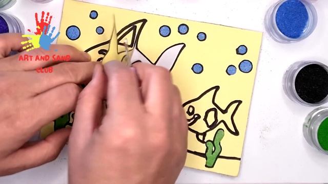 Fish Drawing, Sand Painting, Sand Coloring For Kids & Toddlers / Sand Painting Sea Animal / Sand Ar