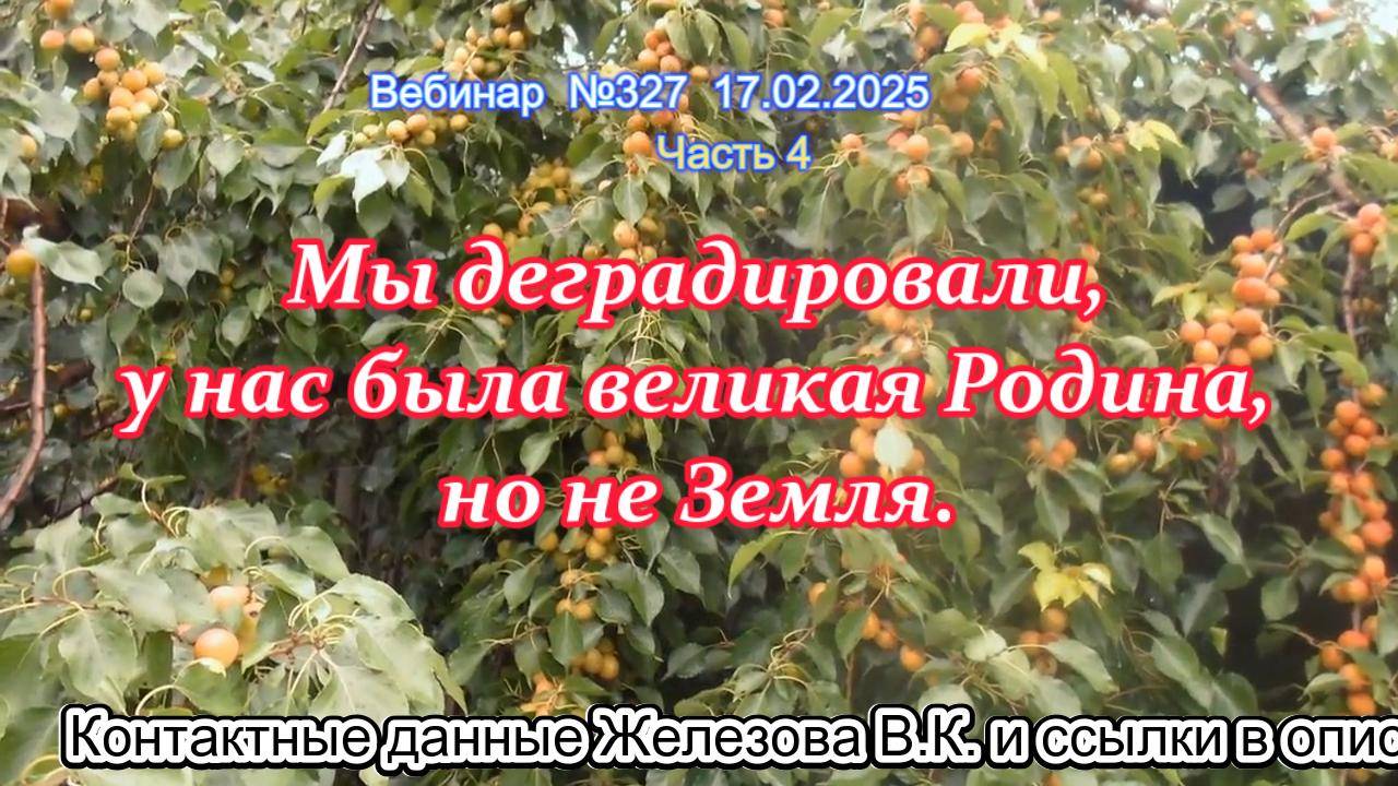 Железов Валерий. Вебинар 327. ч.4.  Мы деградировали, у нас была великая Родина, но не Земля.