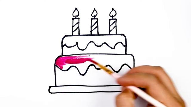 Bolalar uchun Tort rasm chizish | Draw a cake for kids | Рисование кекс для детей |