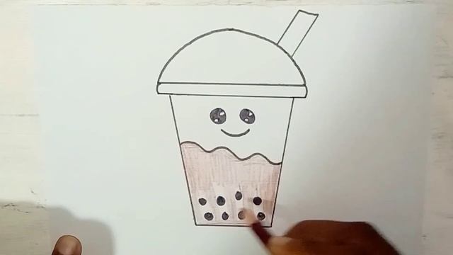 How to draw a cute drink milk coffee | Coffee cup drawing easy | How to draw Boba bubble tea