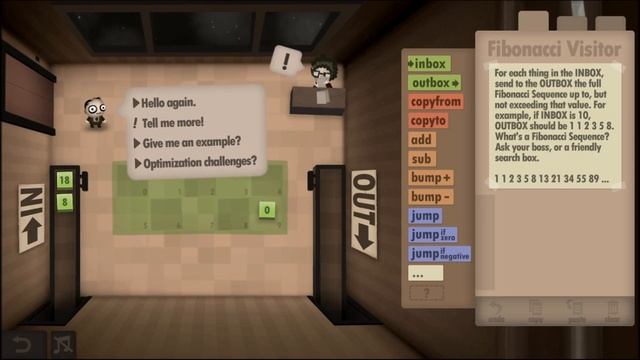 Human Resource Machine Part 8 - Year 21 Zero Terminated Sum / Year 22 Fibonacci Visitor