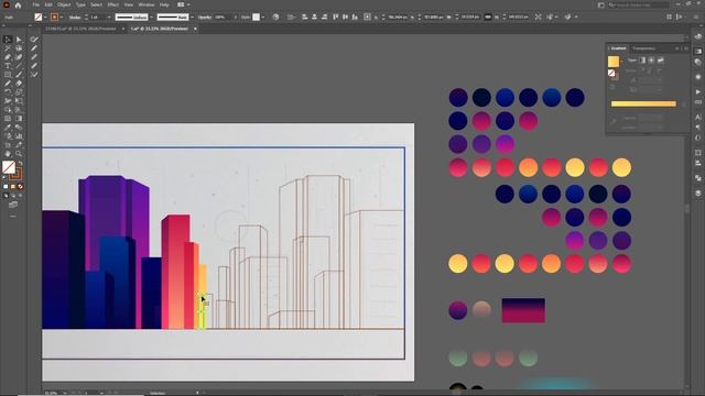Atlantis - Ночной город в Adobe Illustrator Night City in Adobe Illustrator