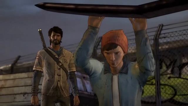 Clementine and Gabe swing across on helicopter propeller