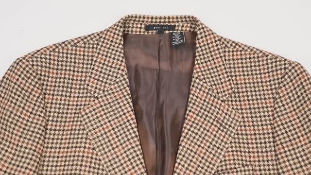 Пиджак шерстяной твидовый в клетку Zara Man