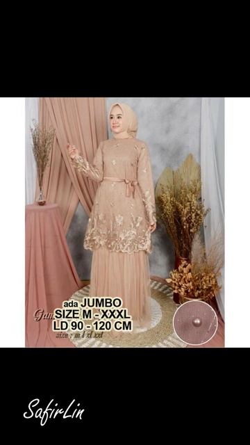Gamis Safirlin Full Brukat Bordir Pesta JUMBO XXXL XXL lace satin Payet Tutu Tile Premium Terbaru