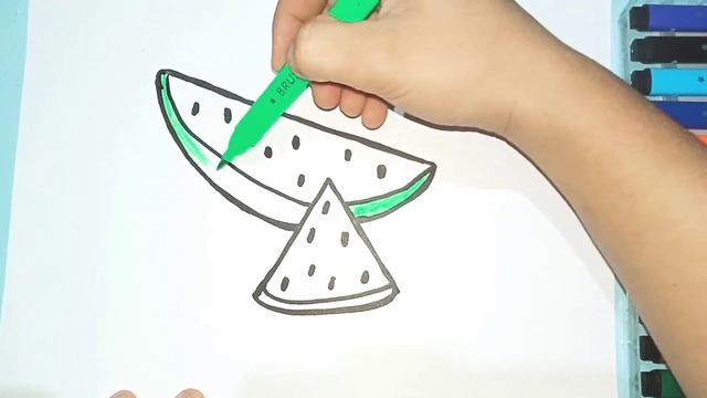 Tarvuz rasmini chizish | Drawing watermelon for kids | Нарисование арбуз сурет салу