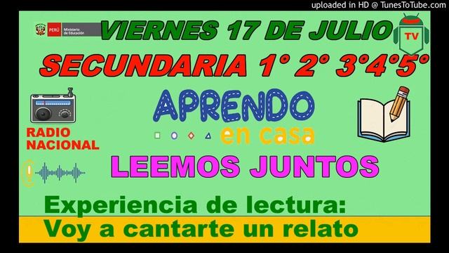 Leemos Juntos Secundaria 🔴APRENDO EN CASA VIERNES 17 DE JULIO -TV PERU