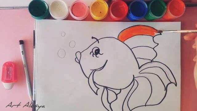 Рисую красивую золотую рыбку!✨