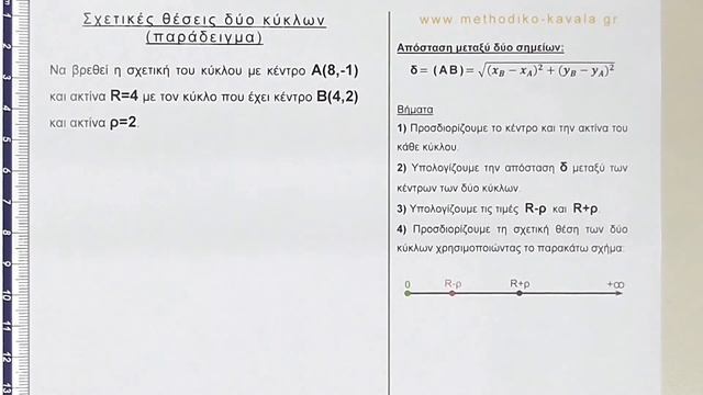Σχετικές θέσεις μεταξύ δύο κύκλων