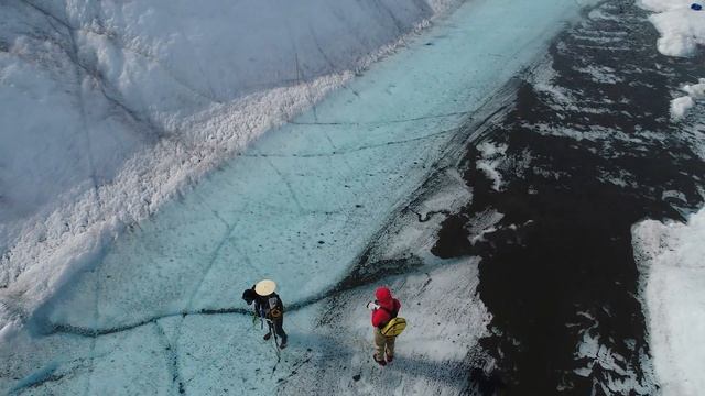 Drone flight over a supraglacial stream in Greenland