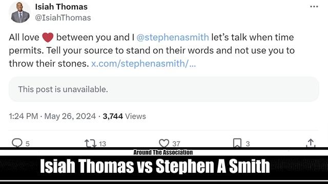 Stephen A Smith Called OUT By NBA Legend Isiah Thomas Over Jaylen Brown Slander "CITE YOUR SOURCES"