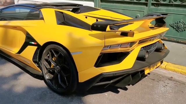 yellow Lamborghini Aventador LP770-4 SVJ Roadster in cannes France