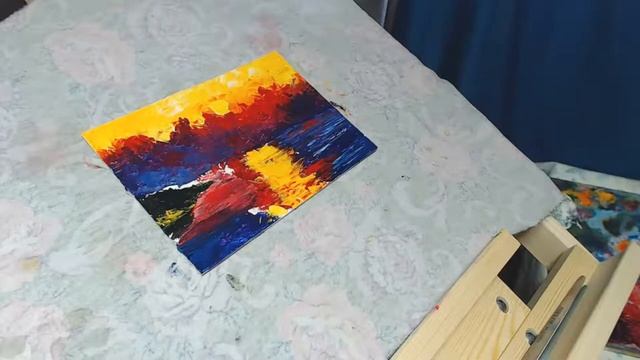Тропический ночной пейзаж. Ни дня без кисти #живописьмаслом
