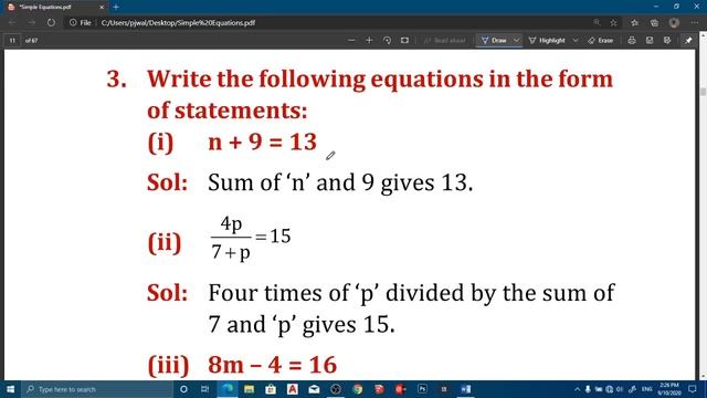 2  Simple Equations, Exercise 3A