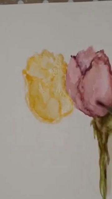 Рисуем тюльпаны 🌷🌷🌷❤️ #shorts #drawing #drawings #watercolor #рисунок