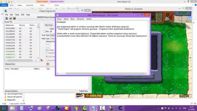 Plants vs. Zombies Sınırsız Altın Hilesi ( Cheat Engine )