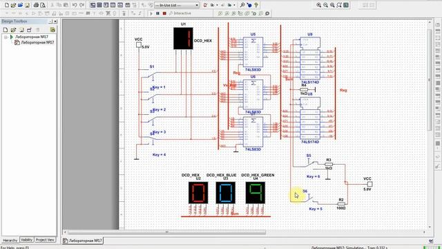 Накапливающий сумматор на Multisim 14.1