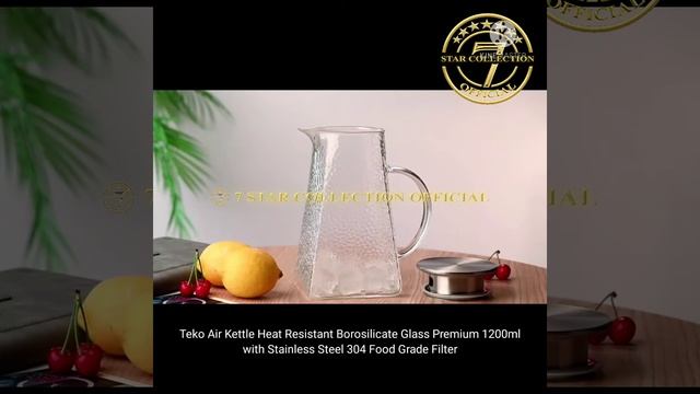 Teko Air Kettle Heat Resistant Borosilicate Glass Premium 1200ml with Stainless Steel 304 Food Grad