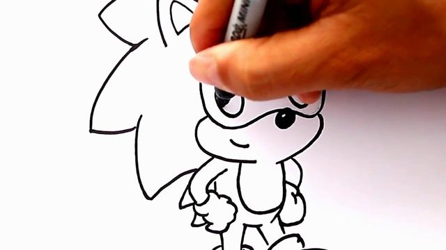 Как нарисовать и раскрашивать  СОНИКА  SONIC в стиле кавай | Как нарисовать милого ежа Соника SONIC