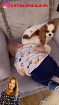 Подольская подловила, как младший сын Ванечка гоняет по квартире собачку Басю